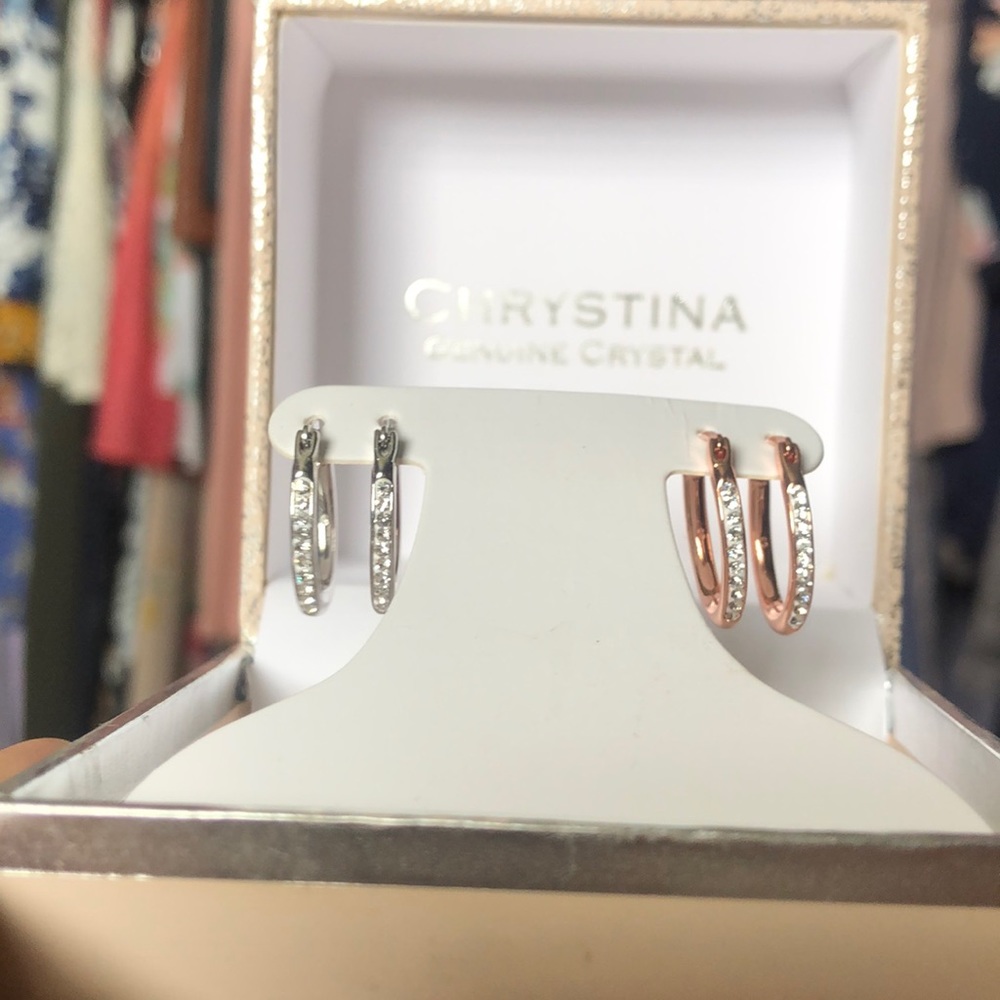 14k gold over Silver hoop earring set